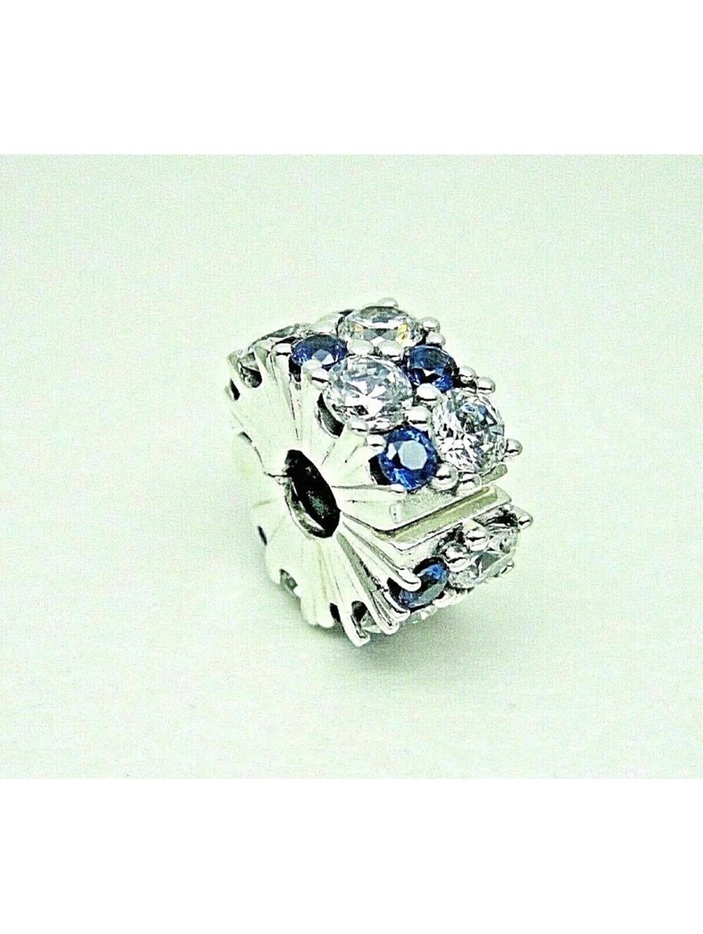 Authentic Pandora Clear & Blue Sparkling Clip Charm 799171C01
